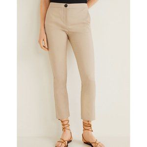 NWOT Mango Beige Straight Cotton Trousers | Size US 4
